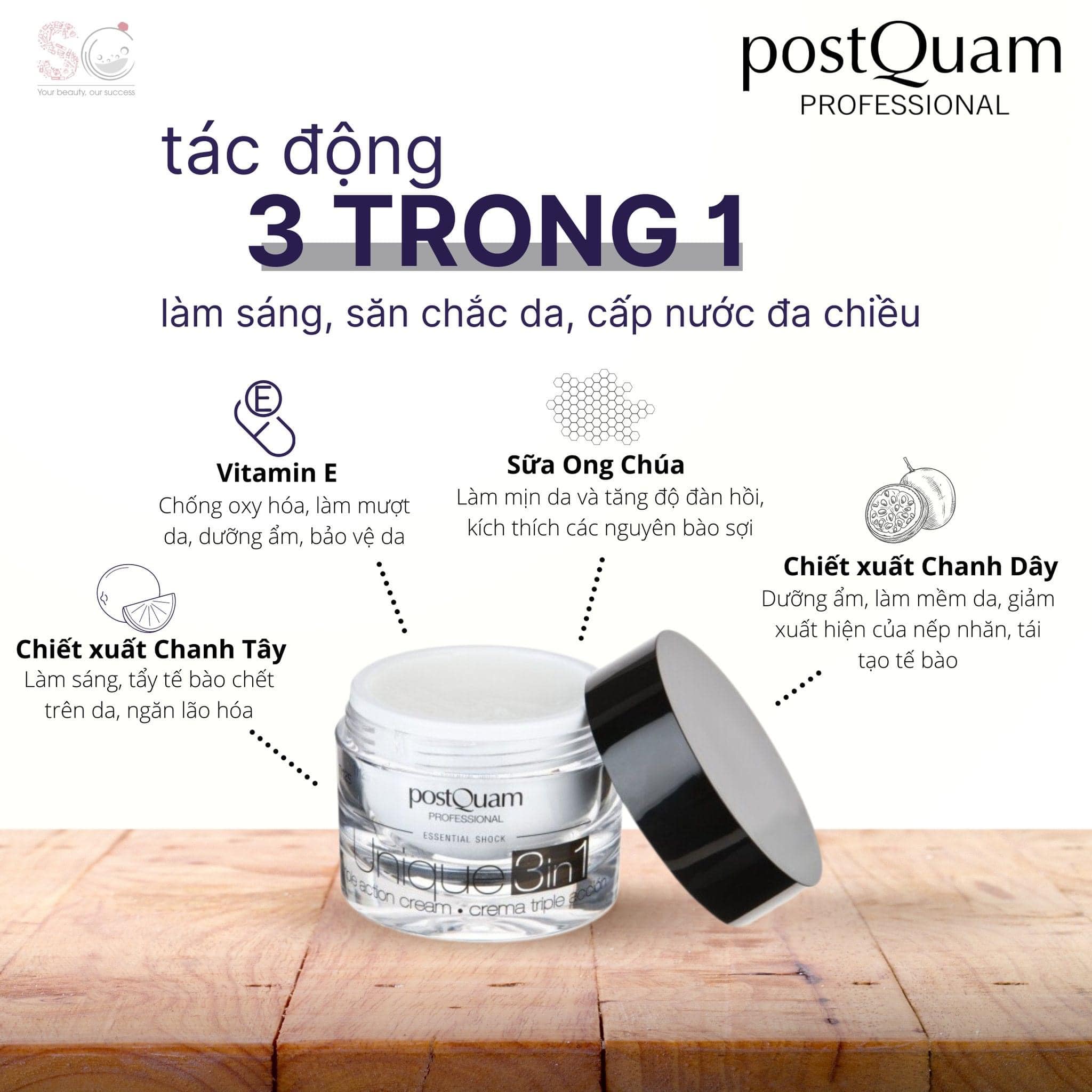 Unique - Triple Action Cream Kem 3 tác động làm sáng, săn chắc và cấp nước đa chiều